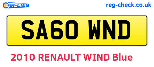 SA60WND are the vehicle registration plates.