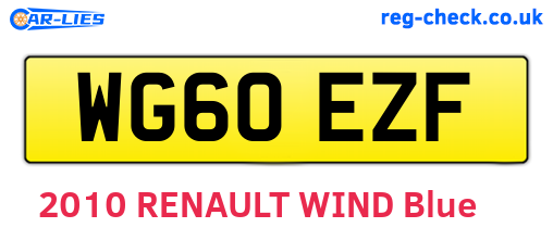 WG60EZF are the vehicle registration plates.