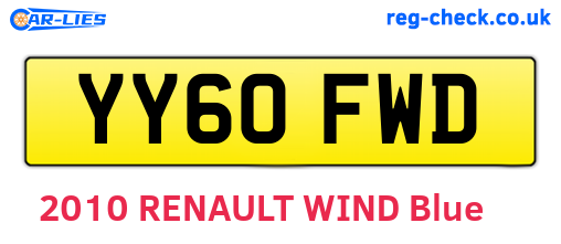 YY60FWD are the vehicle registration plates.