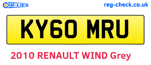 KY60MRU are the vehicle registration plates.