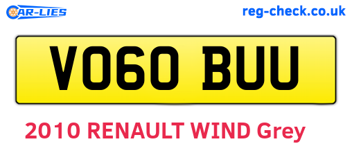 VO60BUU are the vehicle registration plates.