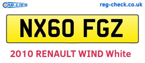 NX60FGZ are the vehicle registration plates.