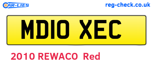 MD10XEC are the vehicle registration plates.