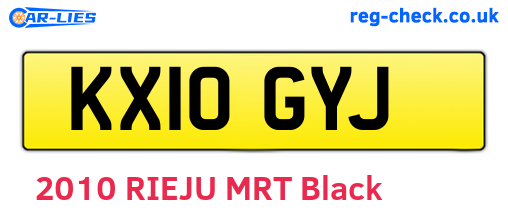 KX10GYJ are the vehicle registration plates.