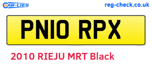 PN10RPX are the vehicle registration plates.