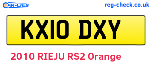 KX10DXY are the vehicle registration plates.
