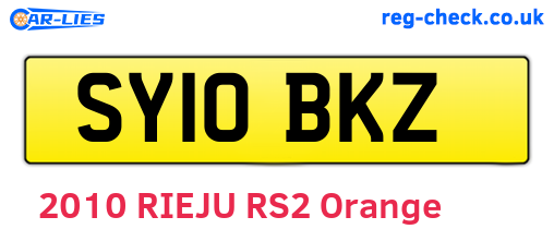 SY10BKZ are the vehicle registration plates.