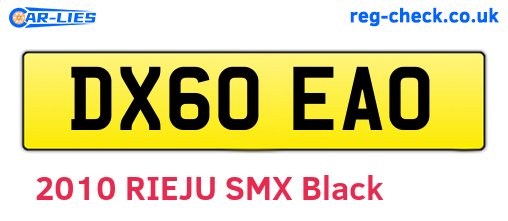 DX60EAO are the vehicle registration plates.