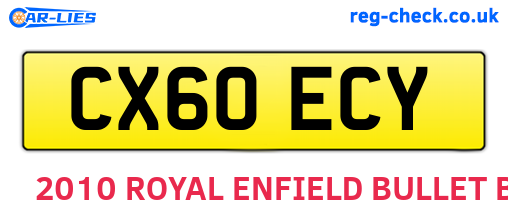 CX60ECY are the vehicle registration plates.