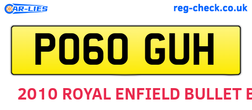 PO60GUH are the vehicle registration plates.