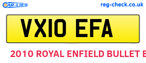 VX10EFA are the vehicle registration plates.