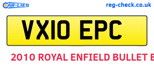 VX10EPC are the vehicle registration plates.