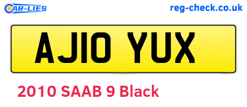 AJ10YUX are the vehicle registration plates.