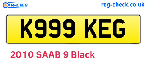 K999KEG are the vehicle registration plates.