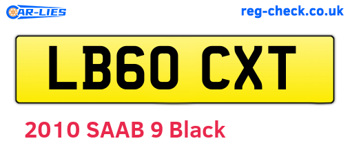 LB60CXT are the vehicle registration plates.