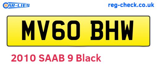 MV60BHW are the vehicle registration plates.