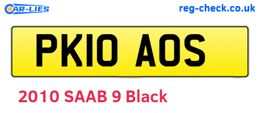 PK10AOS are the vehicle registration plates.