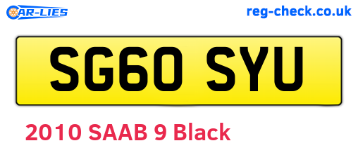SG60SYU are the vehicle registration plates.