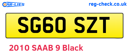 SG60SZT are the vehicle registration plates.