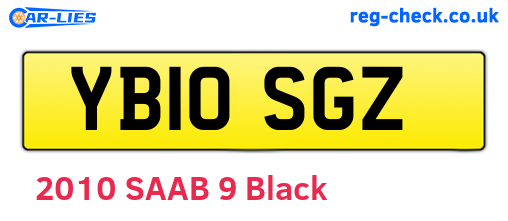 YB10SGZ are the vehicle registration plates.