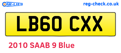 LB60CXX are the vehicle registration plates.