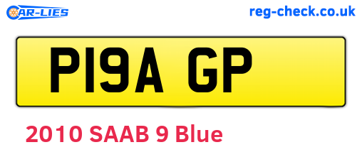 P19AGP are the vehicle registration plates.