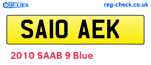 SA10AEK are the vehicle registration plates.
