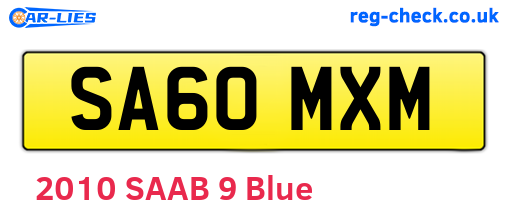SA60MXM are the vehicle registration plates.