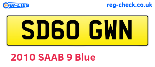 SD60GWN are the vehicle registration plates.