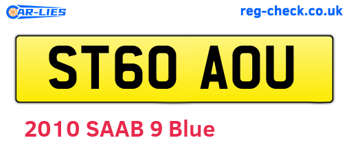 ST60AOU are the vehicle registration plates.