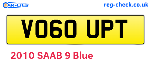 VO60UPT are the vehicle registration plates.