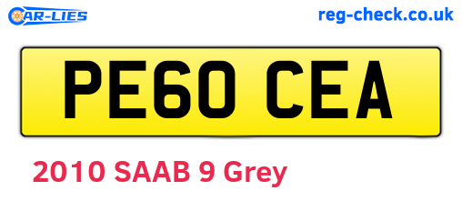 PE60CEA are the vehicle registration plates.