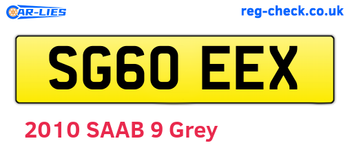 SG60EEX are the vehicle registration plates.