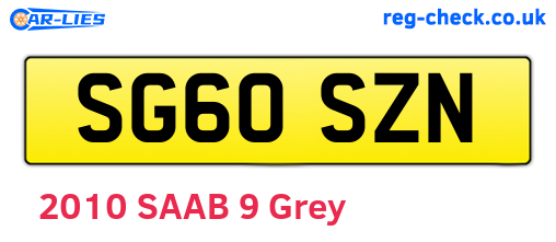 SG60SZN are the vehicle registration plates.