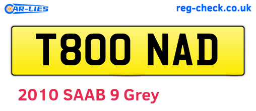T800NAD are the vehicle registration plates.