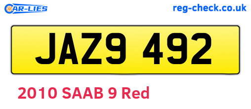 JAZ9492 are the vehicle registration plates.
