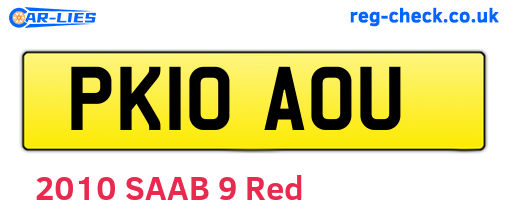 PK10AOU are the vehicle registration plates.