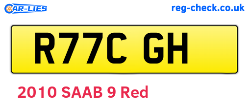 R77CGH are the vehicle registration plates.