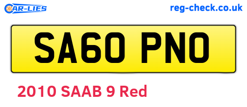 SA60PNO are the vehicle registration plates.