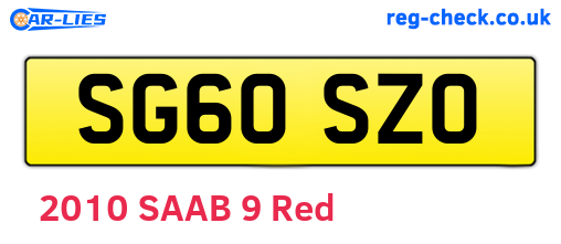 SG60SZO are the vehicle registration plates.