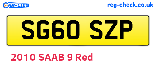 SG60SZP are the vehicle registration plates.