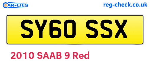 SY60SSX are the vehicle registration plates.