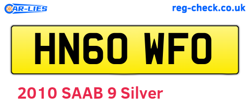 HN60WFO are the vehicle registration plates.