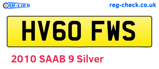 HV60FWS are the vehicle registration plates.