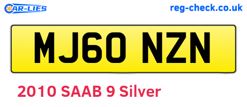 MJ60NZN are the vehicle registration plates.