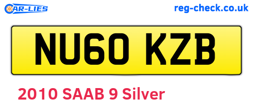 NU60KZB are the vehicle registration plates.
