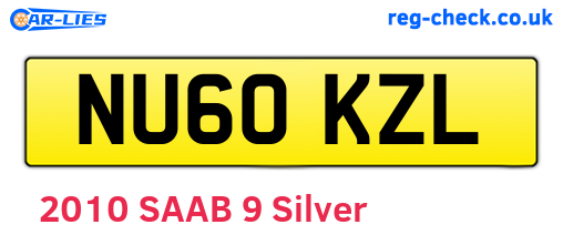 NU60KZL are the vehicle registration plates.