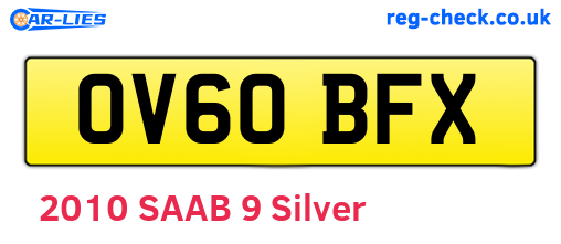OV60BFX are the vehicle registration plates.