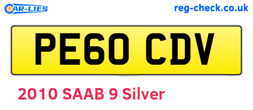 PE60CDV are the vehicle registration plates.