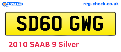 SD60GWG are the vehicle registration plates.